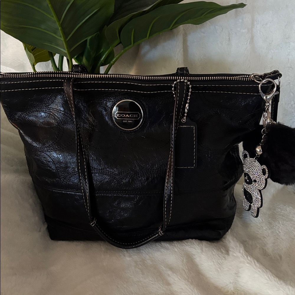 Coach Black Patent Leather Tote